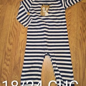 Gymboree Navy & White Striped Fox Applique One-Piece